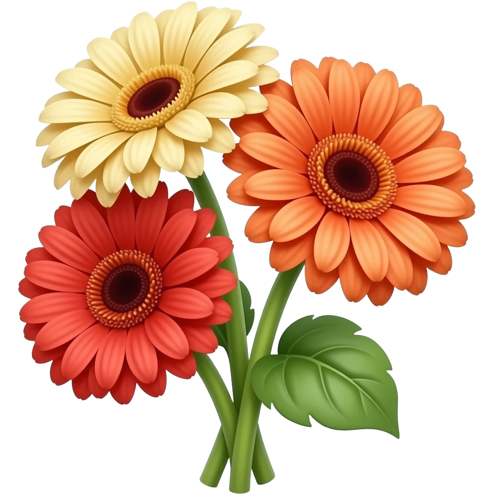 Bouquet of three gerbera only emoji