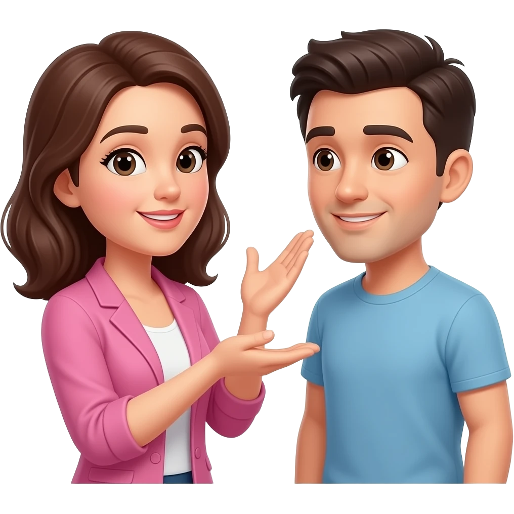 A woman telling a man to turn down the volume that shows exactly a woman telling a man to turn emoji