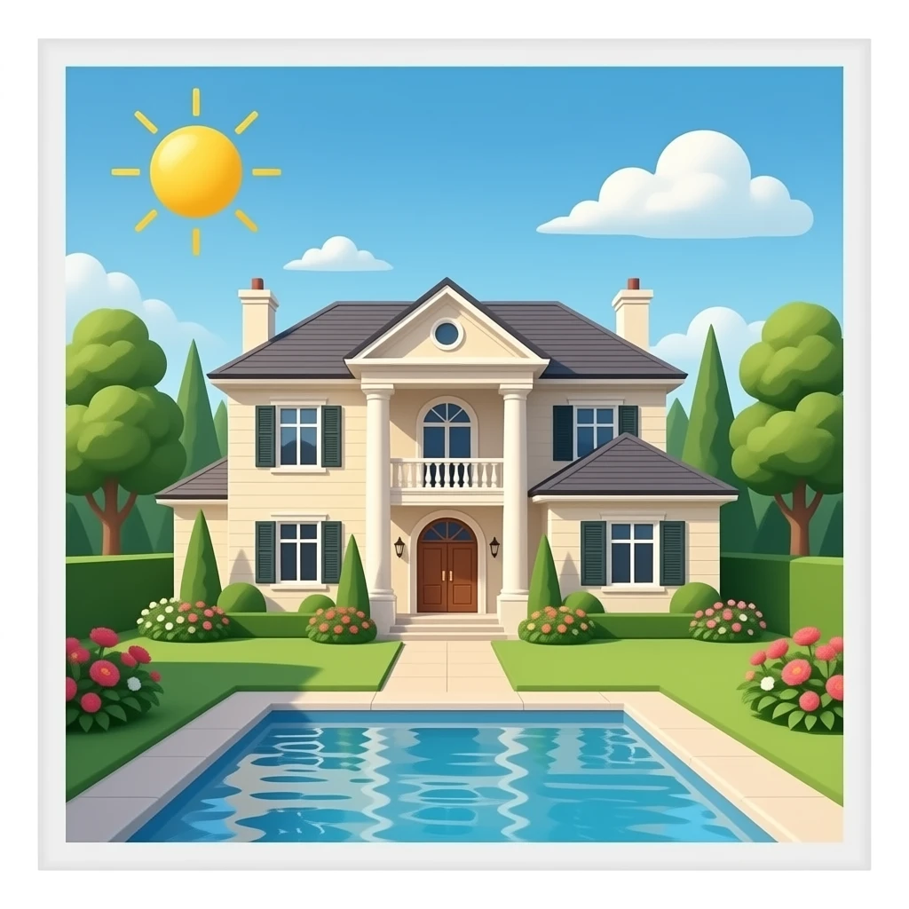 UMA CASA ALTO PADRÃO, FUNDO TRANSPARENTE E ESTILO IOS emoji