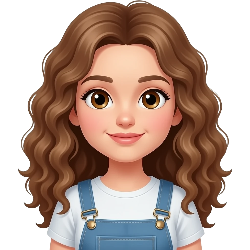 white girl with brown eyes and long curly hair that like to travel emoji