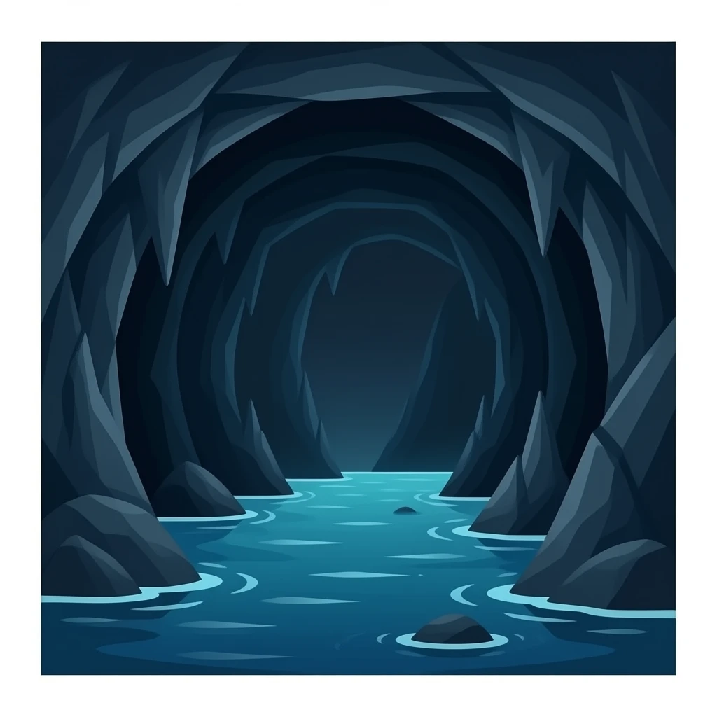 une grotte très sombre il ne doit pas y avoir de l'eau il fait juste sombre emoji