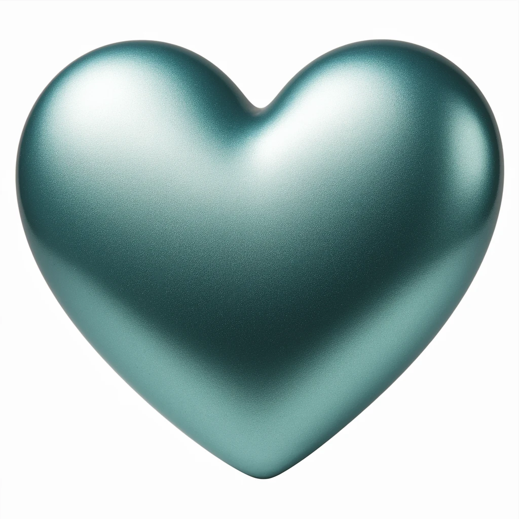 heart with a metallic teal finish emoji