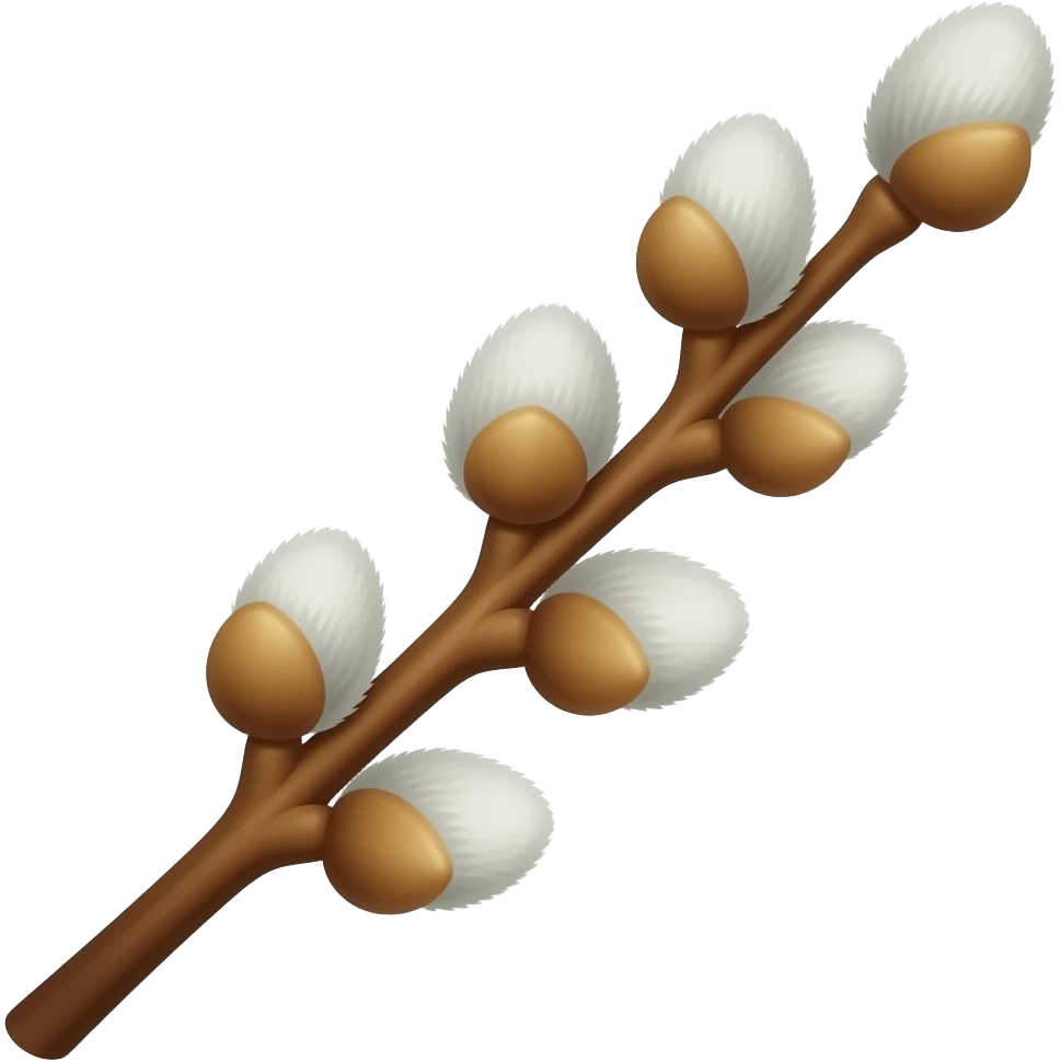 a detailed branch with willow catkins emoji