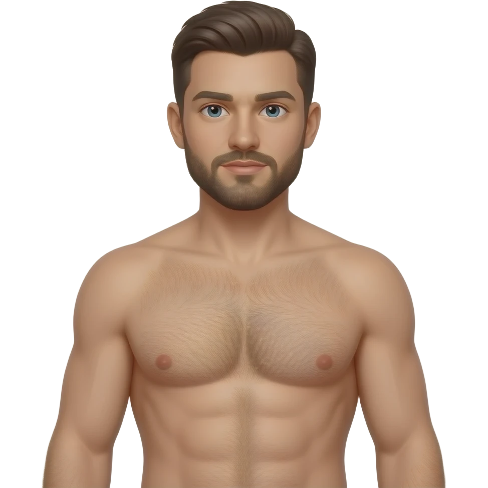 Male nudist beard head to toe emoji
