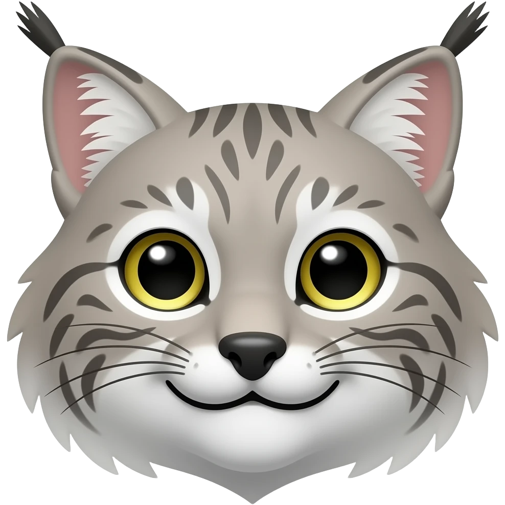 smiling gray lynx face emoji