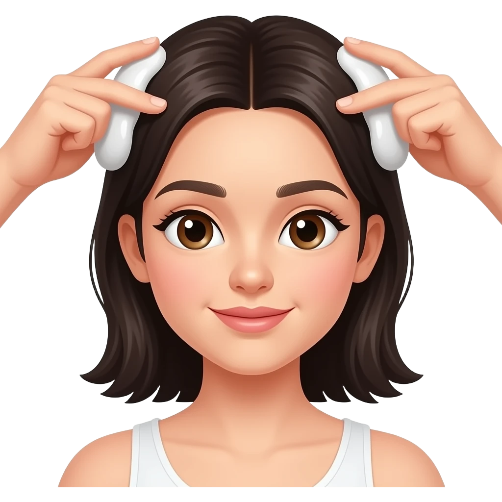 White girl taking care of her black hair with a scalp massage, iphone emoji style emoji