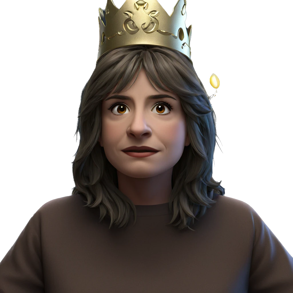 crowned girl gazing at viewer emoji