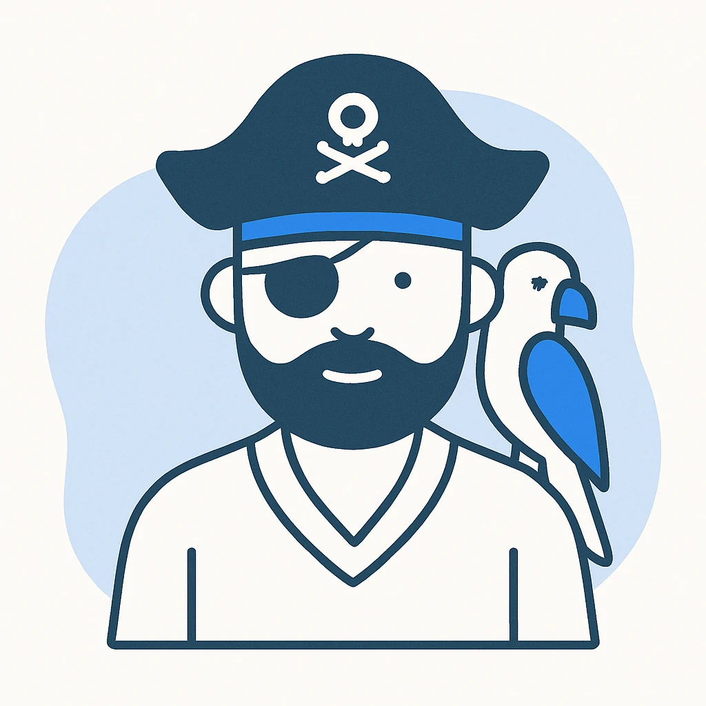 pirate with eye patch and parrot emoji