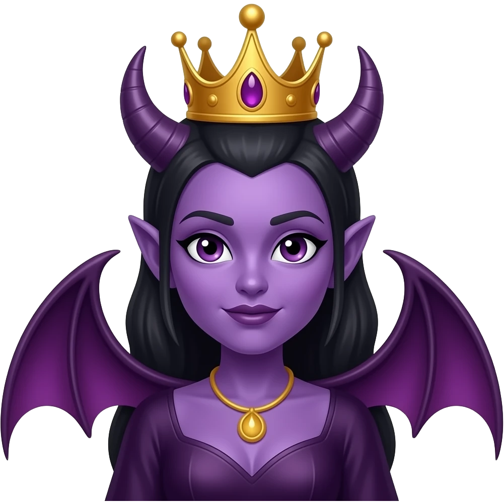 Purple devil queen wearing a gold crown emoji