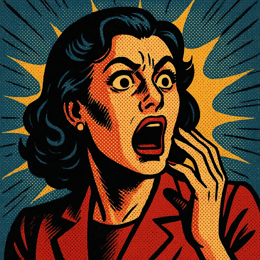 shocking, dramatic comic book style, intense shadows, high contrast emoji