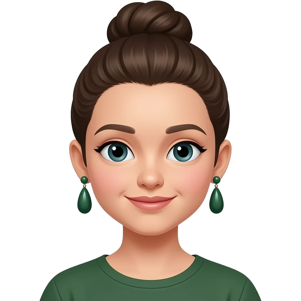 a young girl with bun and wear dark green color stylish  earings emoji