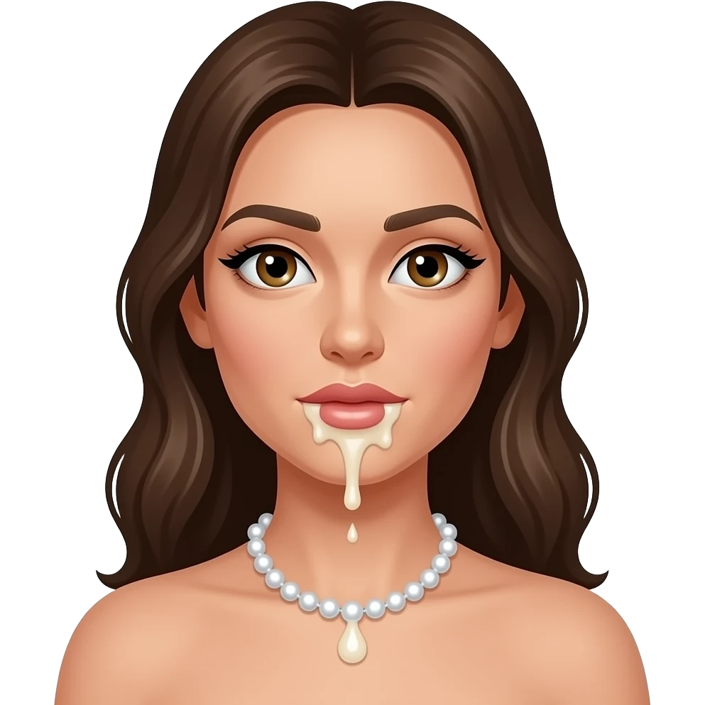 Woman pearl necklace that is cum emoji