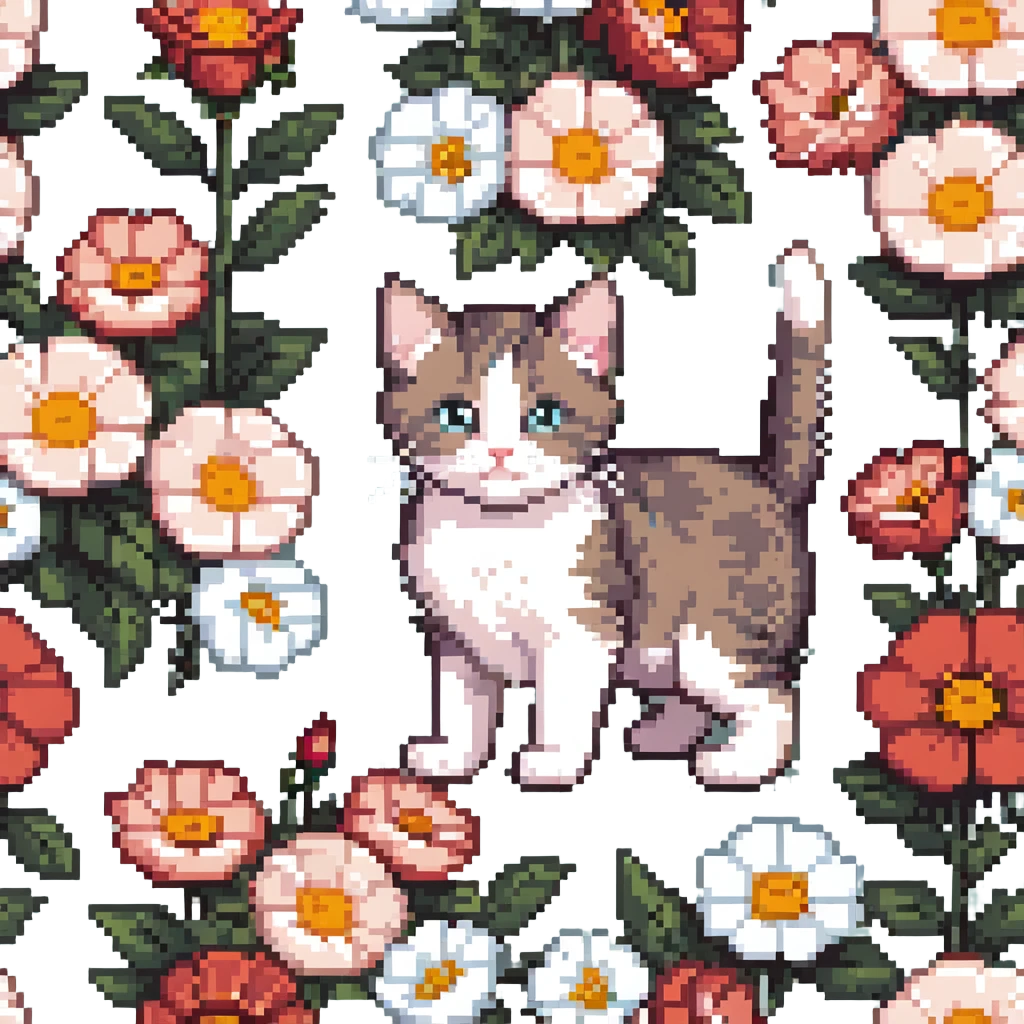 Kitten and flowers emoji