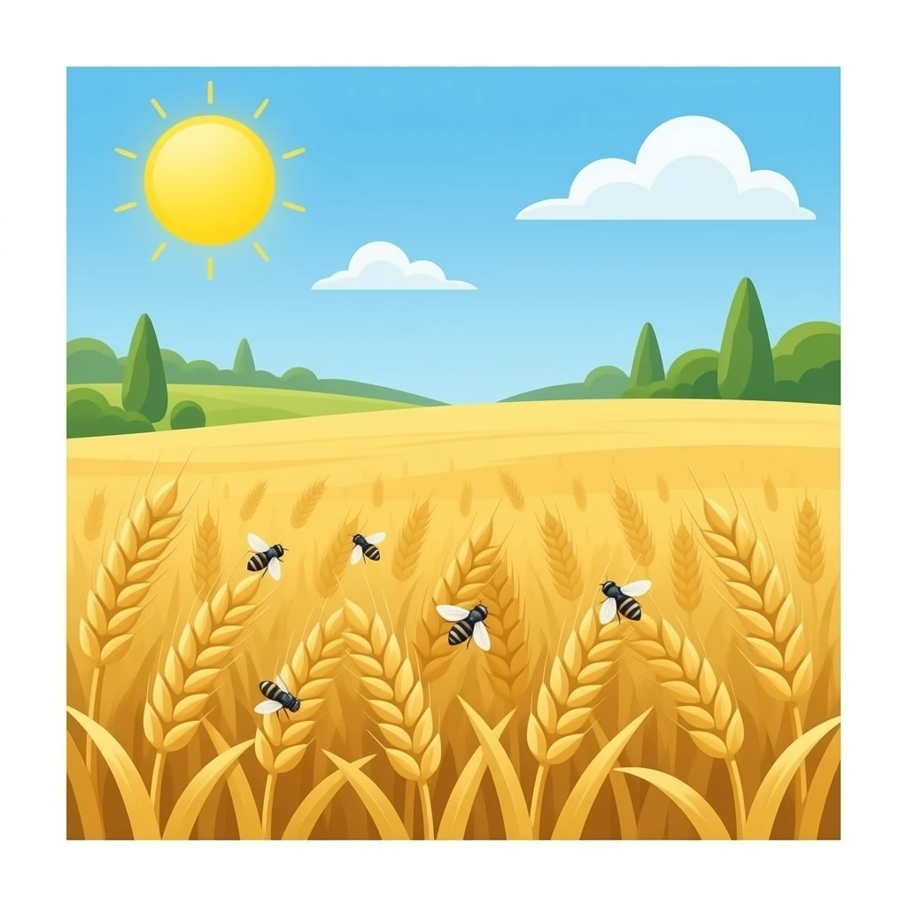 Flies eating crops in a field of wheat emoji