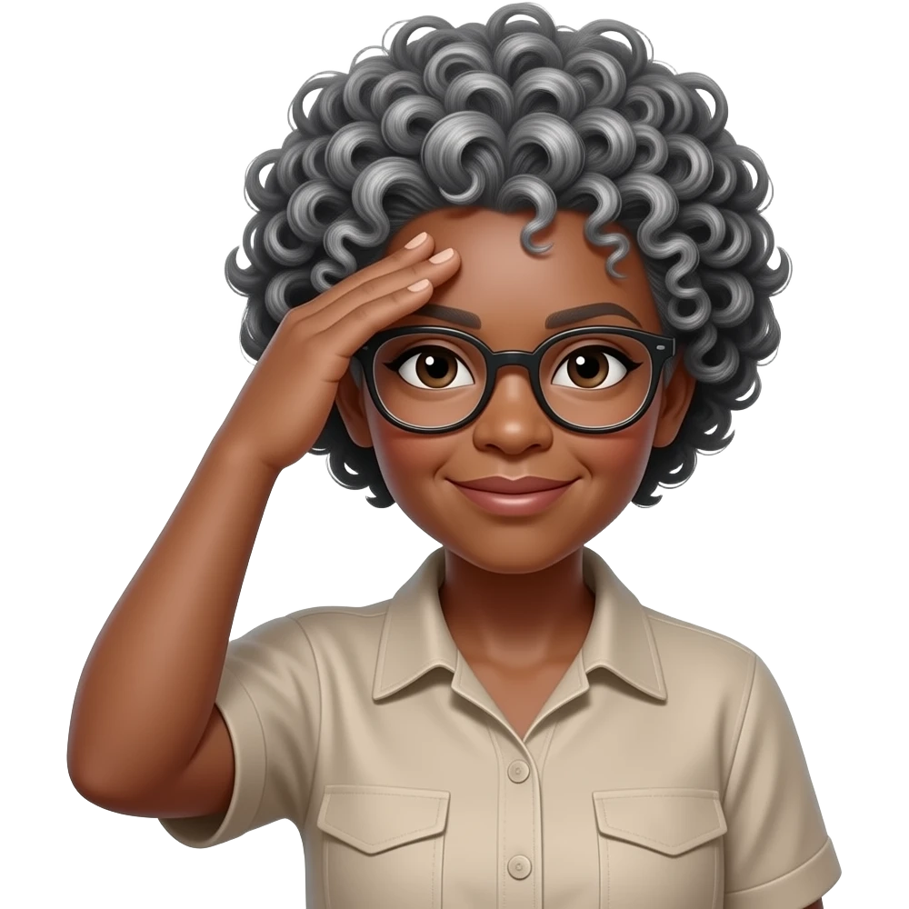 66 year old african american woman in glasses with close cut natural salt and pepper afro palming forehead emoji