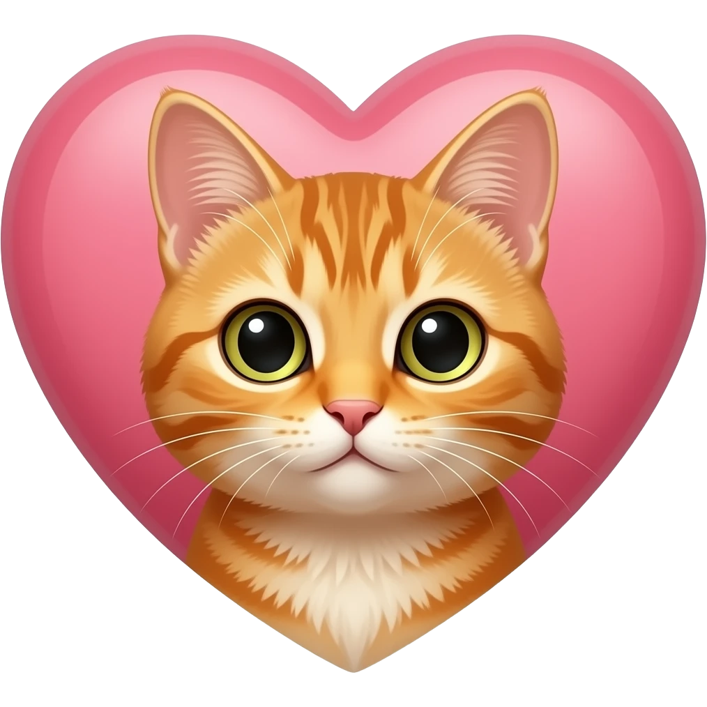 Gattino arancione dentro al cuore emoji