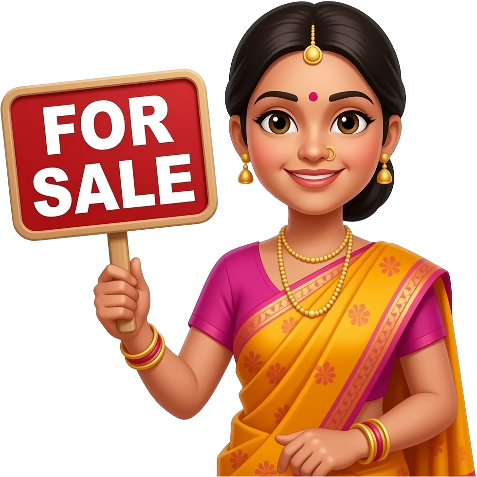 Idian sellerwith For Sale sign emoji