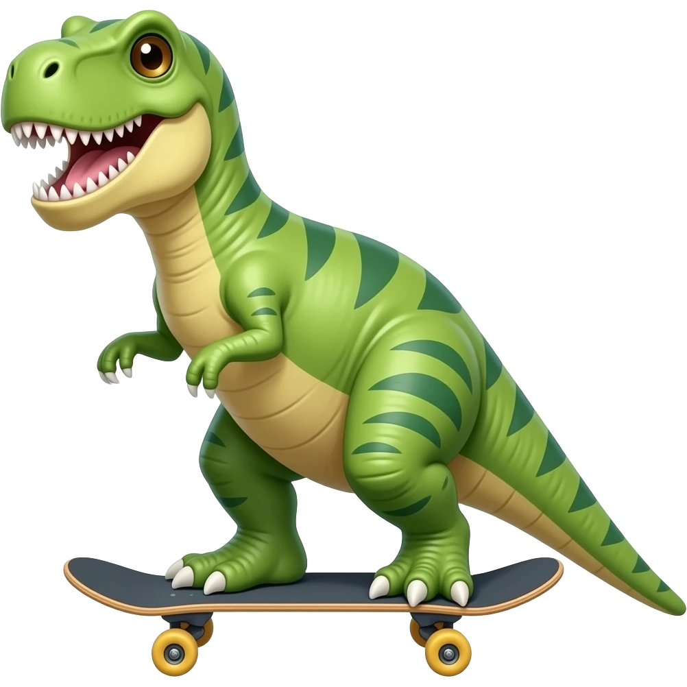 Dinosaur on a skateboard emoji