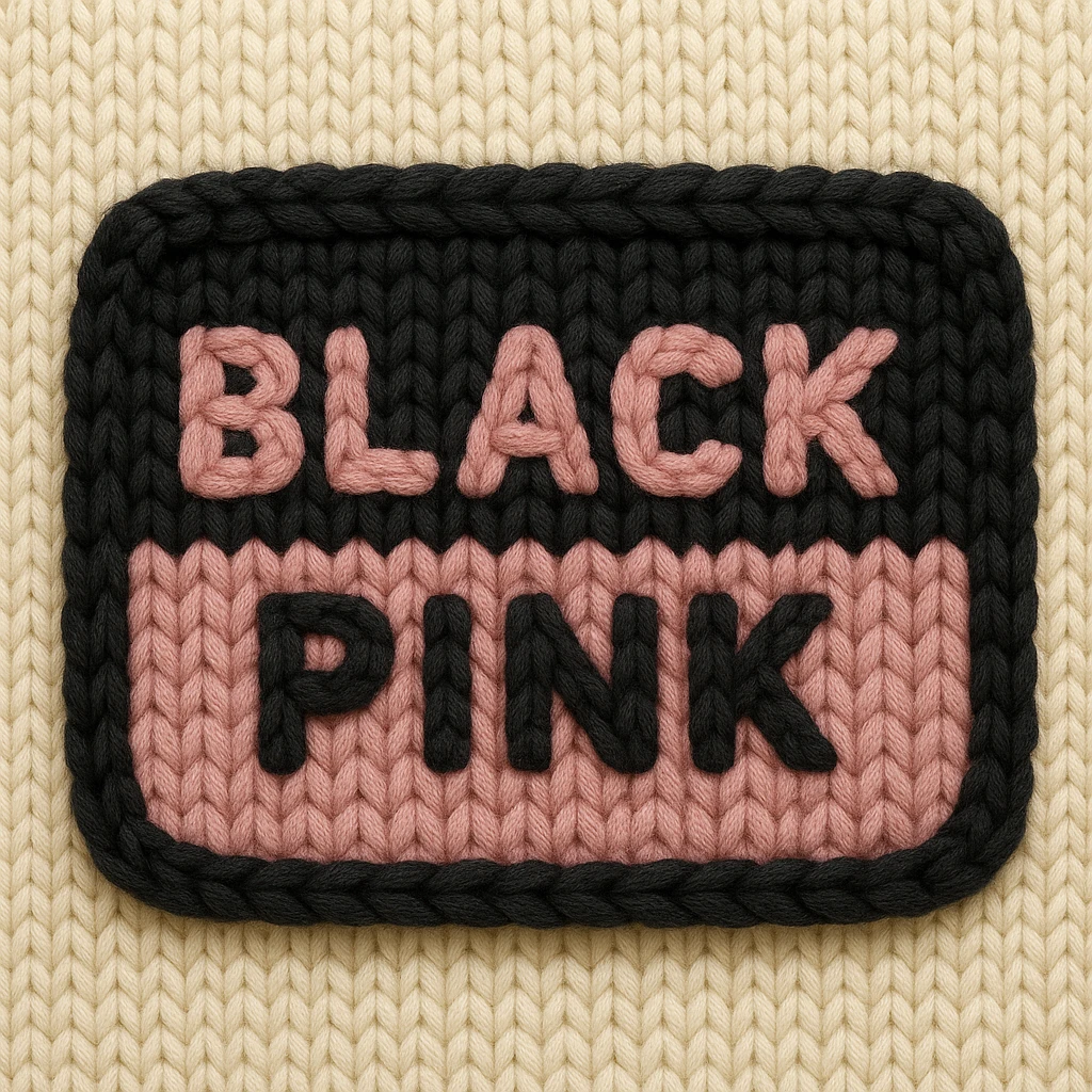BLACKPINK-inspired object, black and pink colors, cozy and stitched appearance emoji