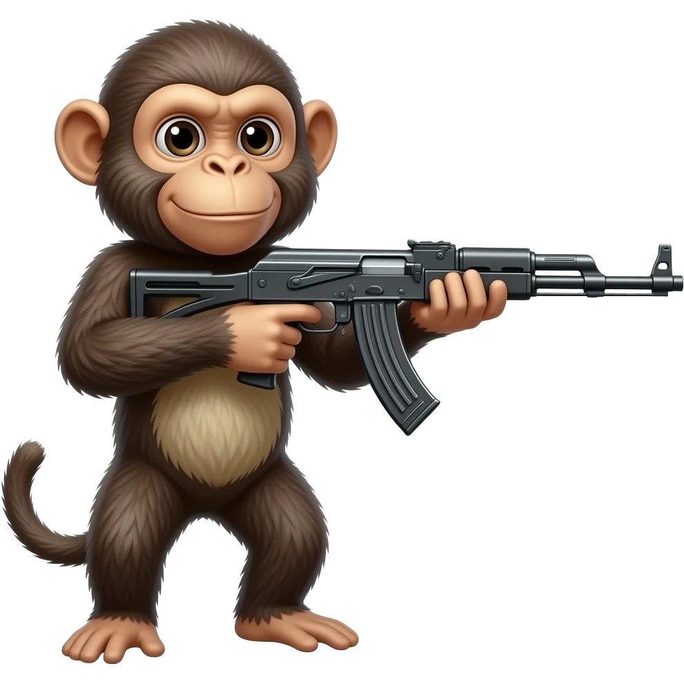 African monkey with a gun emoji