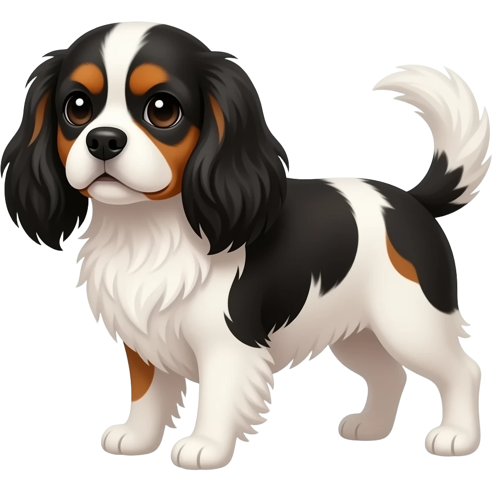 Tri color cavalier king charles spaniel emoji