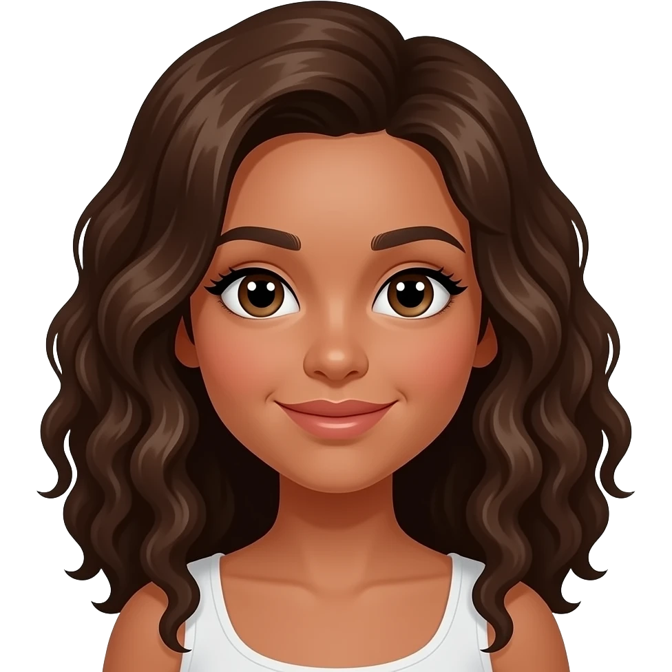 Una chica piel canela y pelo ondulado. emoji