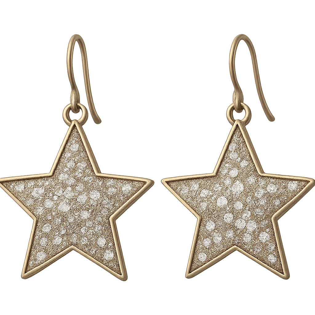 glittery star earrings, no background emoji