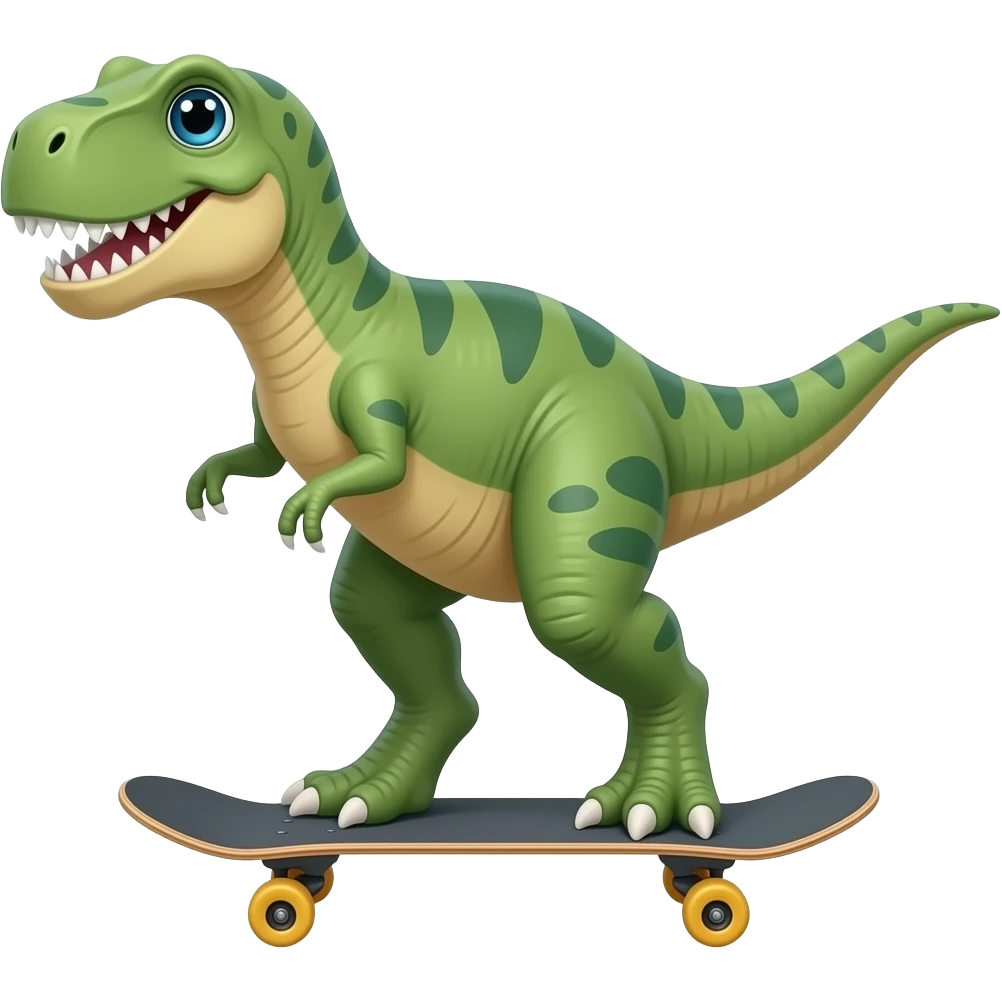 Dinosaur on a skateboard emoji