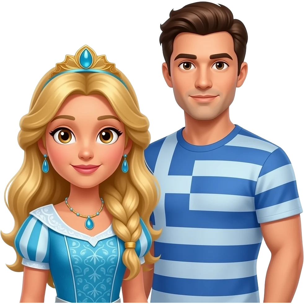 Princess Laila, blonde-brunette, brown eyes, Australian with Greek tall guy Harris emoji
