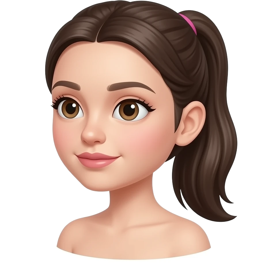 Girl with preppy pink nails with a big nose and preppy lips with feet and a slick back ponytail emoji