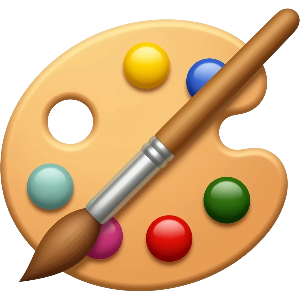 Pallete de peinture avec peinseau emoji