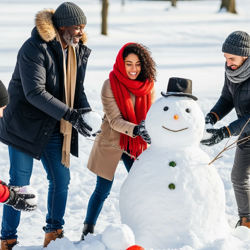 people making a snowman emoji
