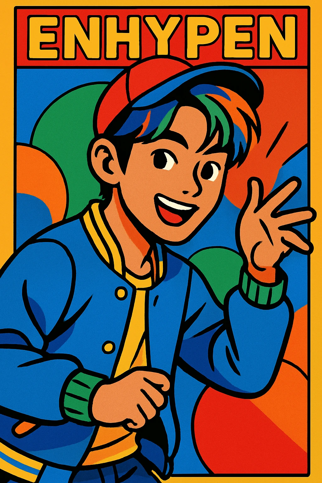 Enhypen member, vibrant cartoon style emoji