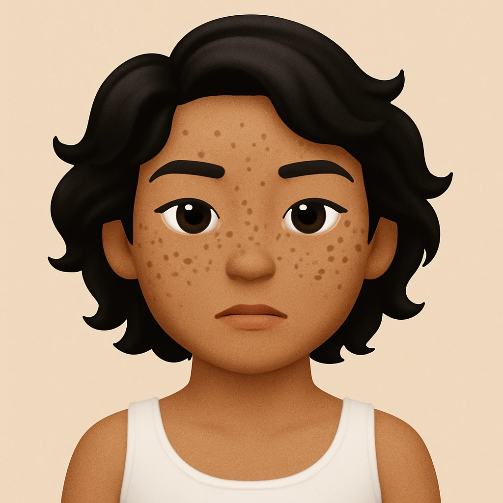 turn the second man in emoji style of the 1st image, match the facial features and match dressing style of the 2nd image, she is wearing white tank top emoji
