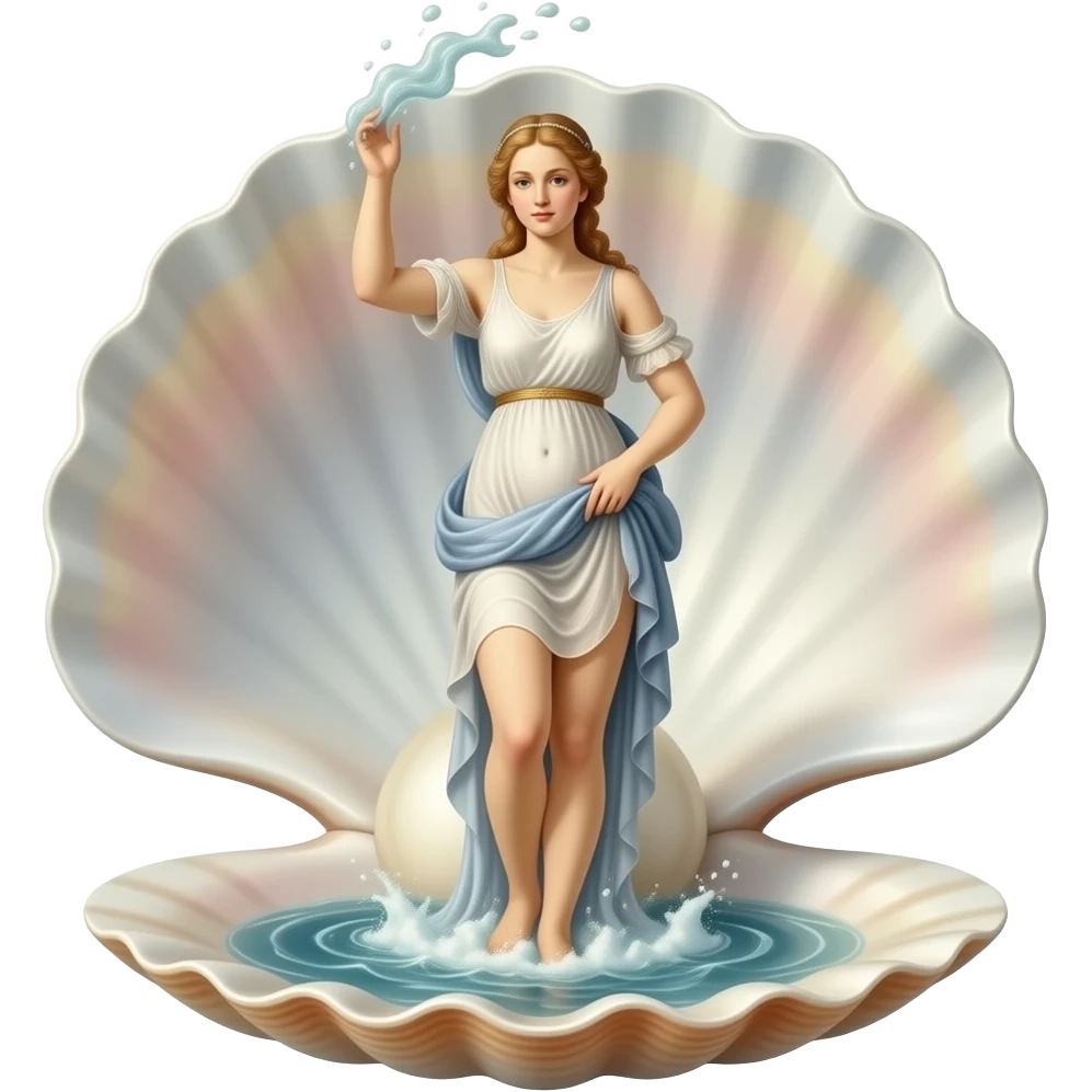 a steampunk realistic style - The slender, elegant Venus, according to a painting by Sandro Botticelli, is born from sea foam and stands on a shell. emoji