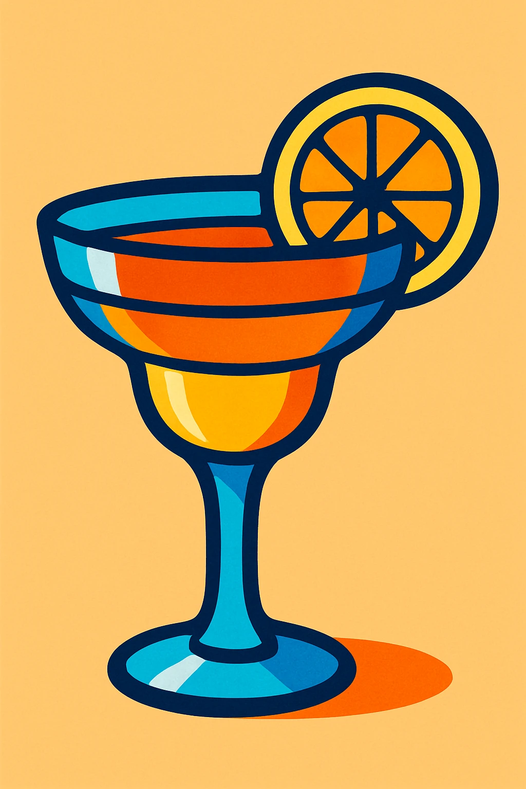 A colorful cocktail glass with a citrus garnish emoji