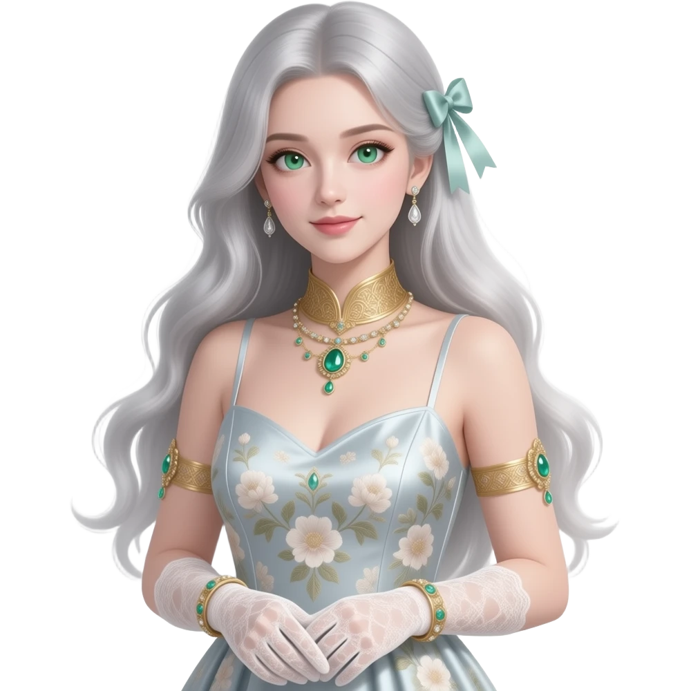 Pretty beautiful animesque style anime gorgeous aesthetic lady with many details and accessories emoji