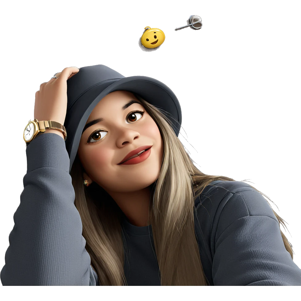 girl with hat and watch emoji