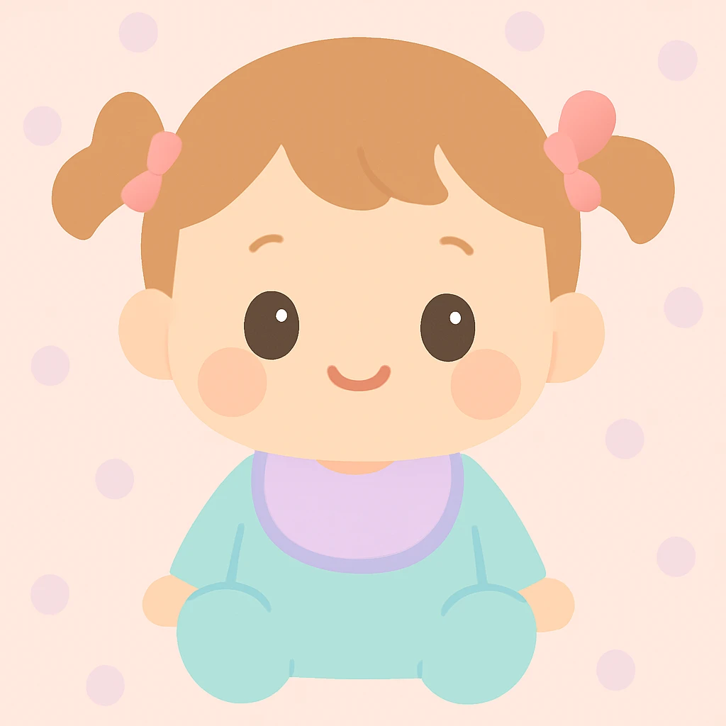 a bay girl with two ponytails and pink ribbons emoji