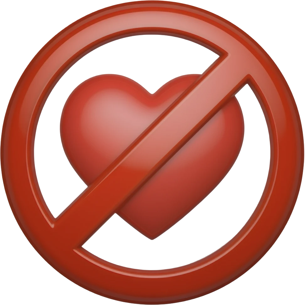 Hame un emoji de un corazón con una señal de prohibido pero no el corazón este dentro del la señal de prohibido emoji