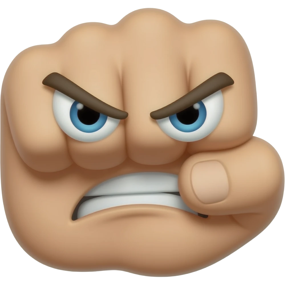 Angry emoji face with knuckle on hand in y2k style emoji