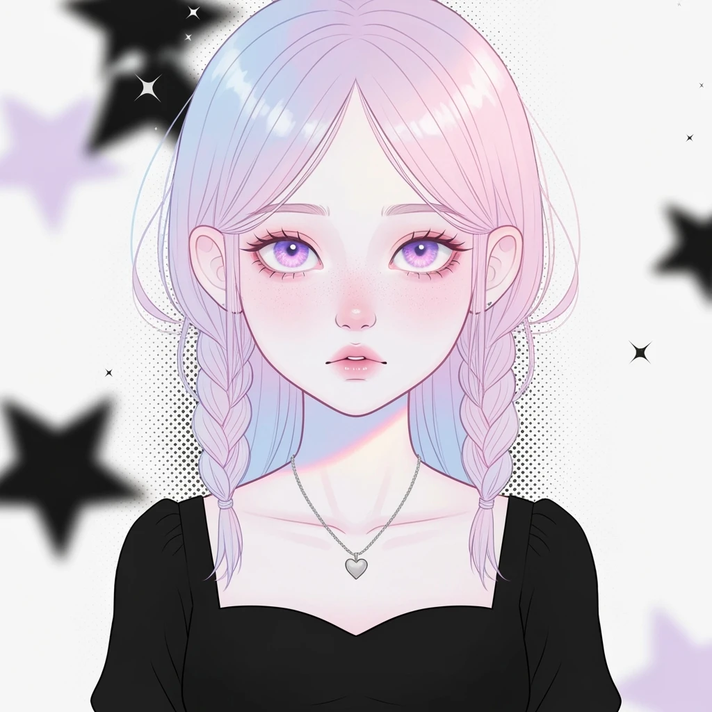 pastel goth profile picture with a heart accent, cute, expressive, minimal, variation 3 emoji