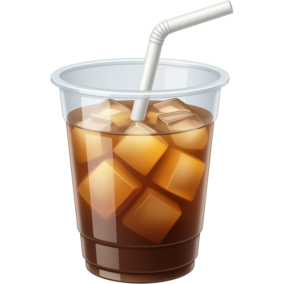 Iced coffee in a plastic coffe cup with straw emoji