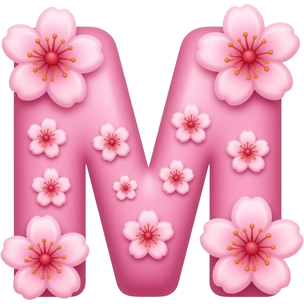 Cute cursive bubbly bonbon pink “Maksana” decored with Sakura flowers in some letters emoji