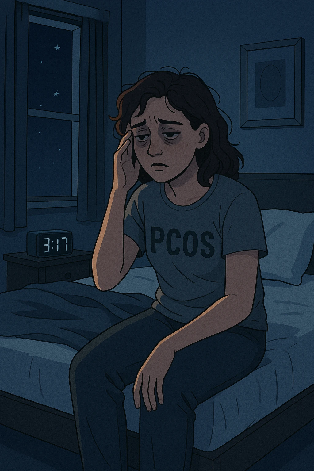 donna con PCOS insonnia emoji