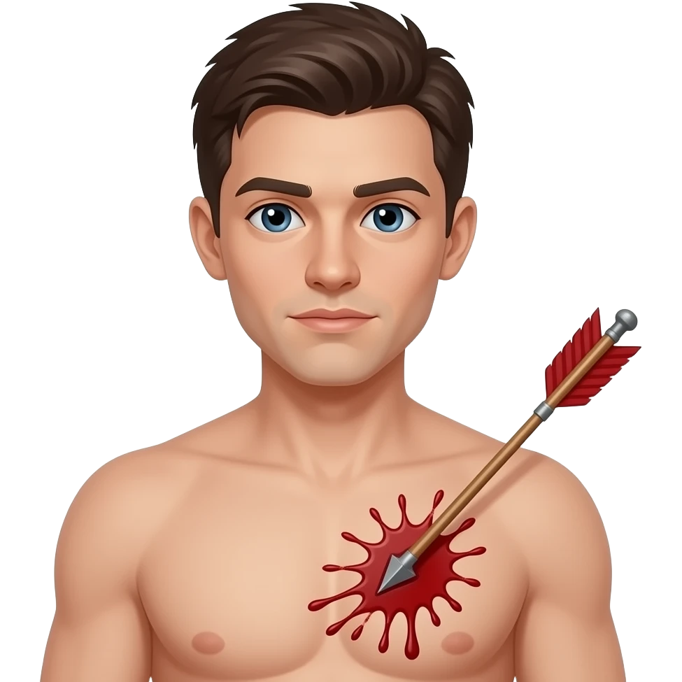 A person getting hit in the chest with an arrow, not graphic emoji