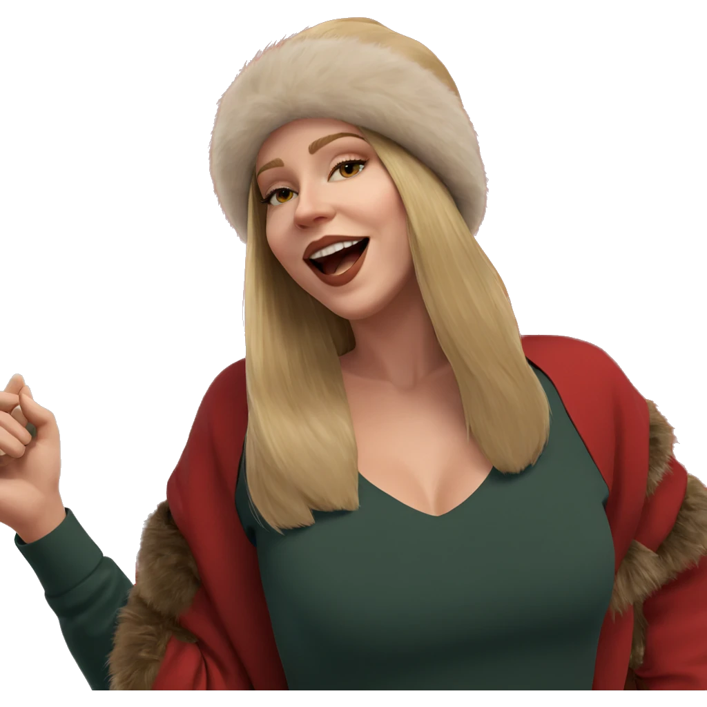 blonde girl with fur hat emoji
