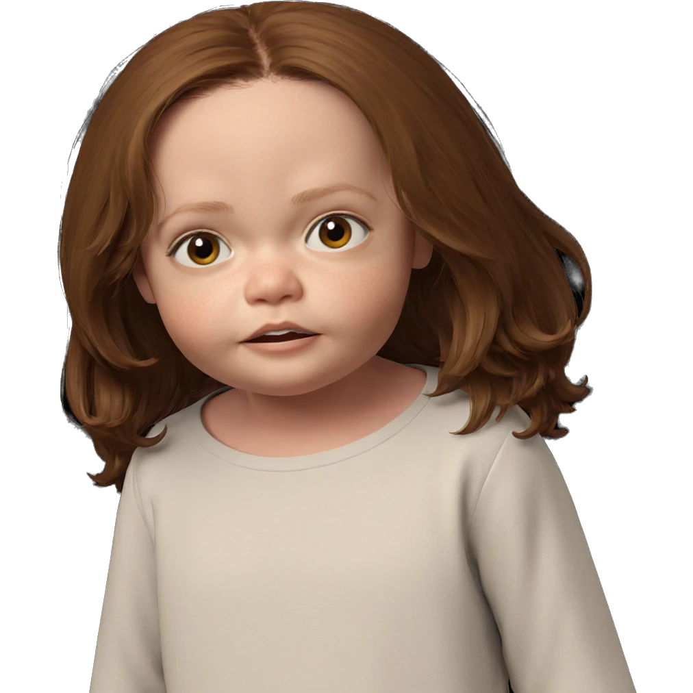realistic child with brown hair emoji