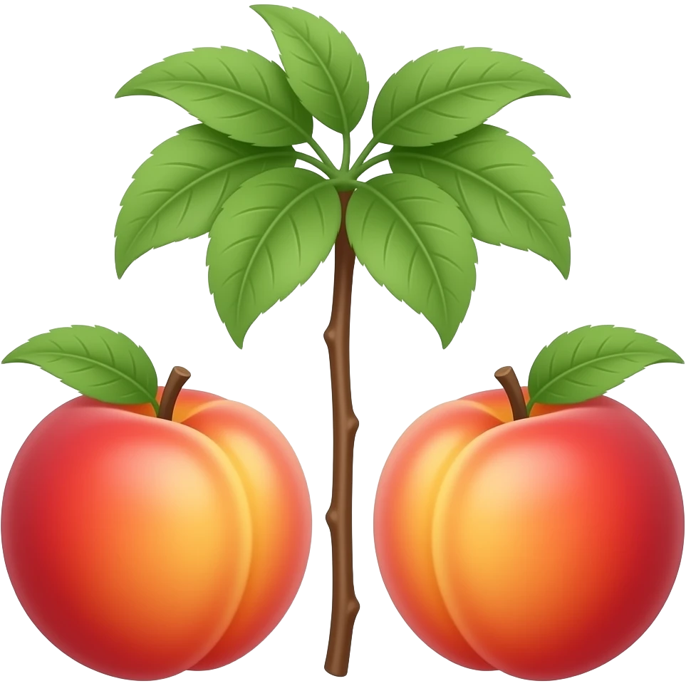 two peach balls with a long peach stick like thing  vertically sticking out between them emoji