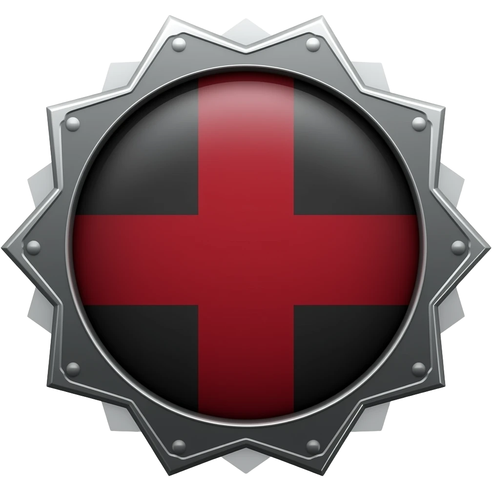 black and red medallion emoji